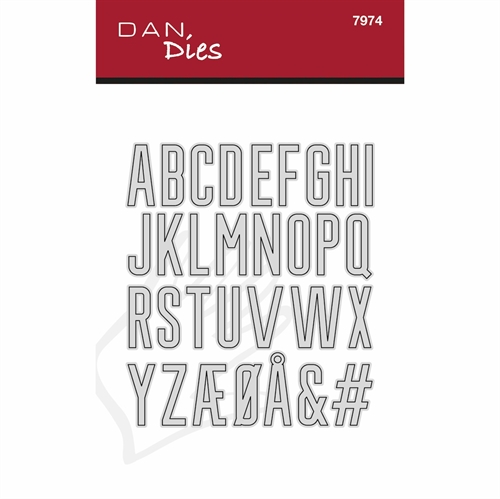 Dan Dies Stort T-shirts alfabet Bogstaverne måler ca. 2,4cm i højden og har bredder på 0,2-2 cm.